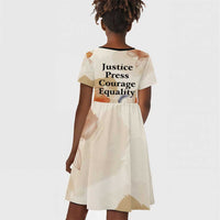 Ida B. Wells Kid Short Sleeve Dress with Floral Pen Design Illustrated Portrait Civil Rights and Journalism Tribute - Wonder Print Shop