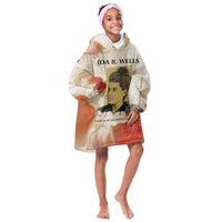 Ida B. Wells Kid Wearable Blanket Hoodie with Floral Pen Design Illustrated Portrait Civil Rights and Journalism Tribute - Wonder Print Shop