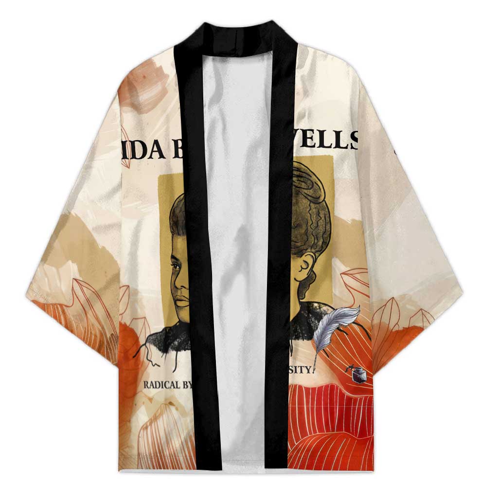Ida B. Wells Kimono with Floral Pen Design Illustrated Portrait Civil Rights and Journalism Tribute - Wonder Print Shop