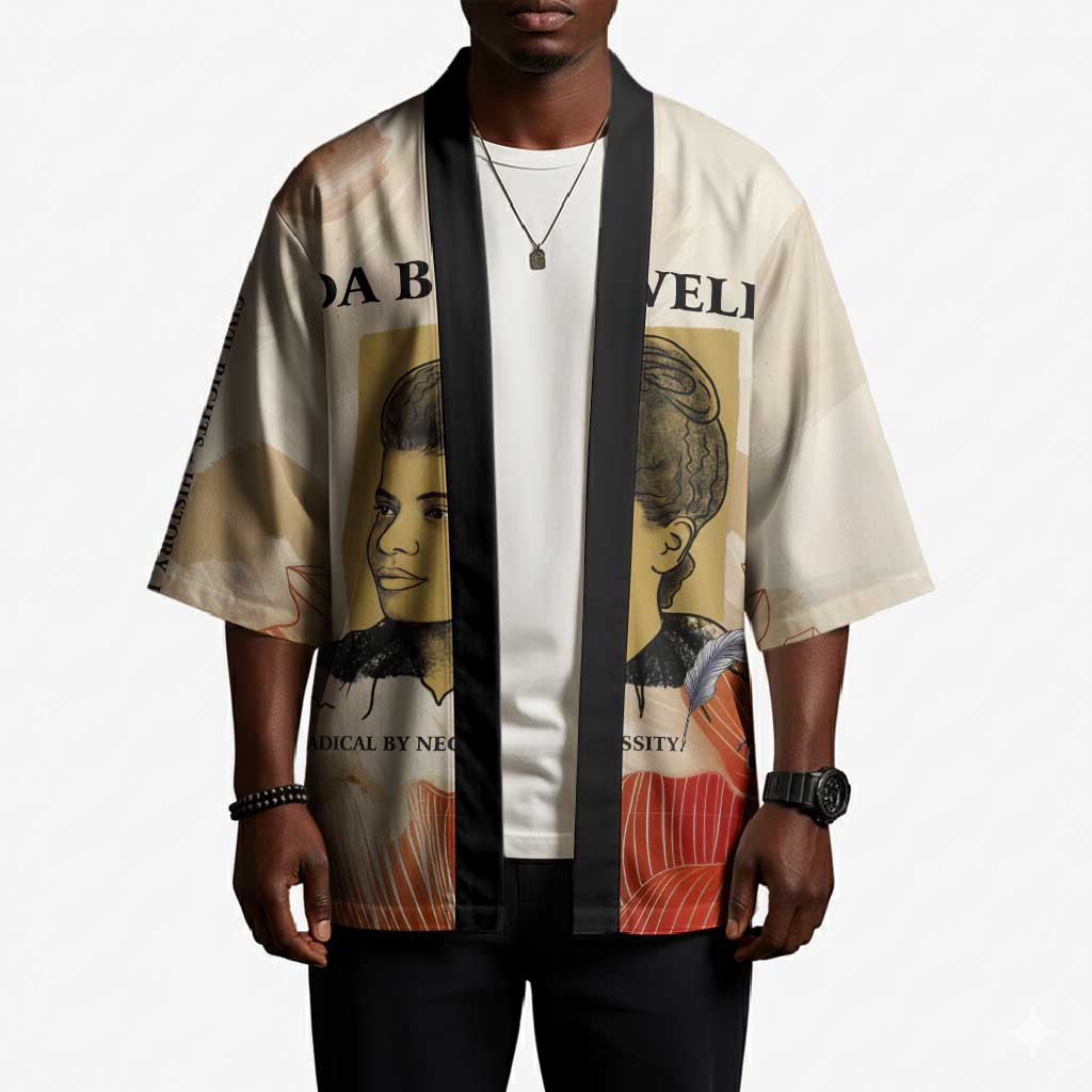 Ida B. Wells Kimono with Floral Pen Design Illustrated Portrait Civil Rights and Journalism Tribute - Wonder Print Shop