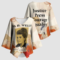 Ida B. Wells Kimono Sleeve Blouse with Floral Pen Design Illustrated Portrait Civil Rights and Journalism Tribute - Wonder Print Shop