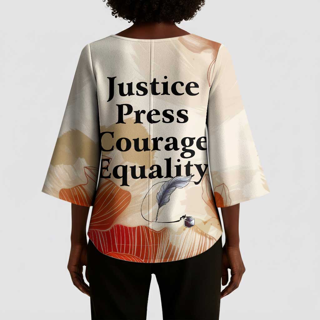 Ida B. Wells Kimono Sleeve Blouse with Floral Pen Design Illustrated Portrait Civil Rights and Journalism Tribute - Wonder Print Shop