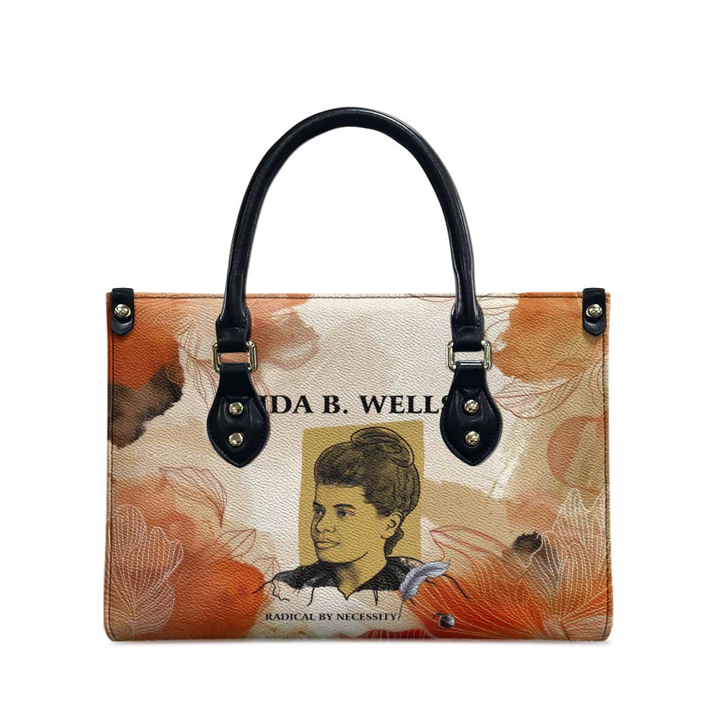 Ida B. Wells Leather Bag with Floral Pen Design Illustrated Portrait Civil Rights and Journalism Tribute - Wonder Print Shop