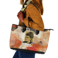 Ida B. Wells Leather Tote Bag with Floral Pen Design Illustrated Portrait Civil Rights and Journalism Tribute - Wonder Print Shop