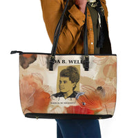 Ida B. Wells Leather Tote Bag with Floral Pen Design Illustrated Portrait Civil Rights and Journalism Tribute - Wonder Print Shop