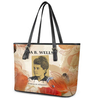 Ida B. Wells Leather Tote Bag with Floral Pen Design Illustrated Portrait Civil Rights and Journalism Tribute - Wonder Print Shop
