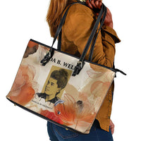 Ida B. Wells Leather Tote Bag with Floral Pen Design Illustrated Portrait Civil Rights and Journalism Tribute - Wonder Print Shop