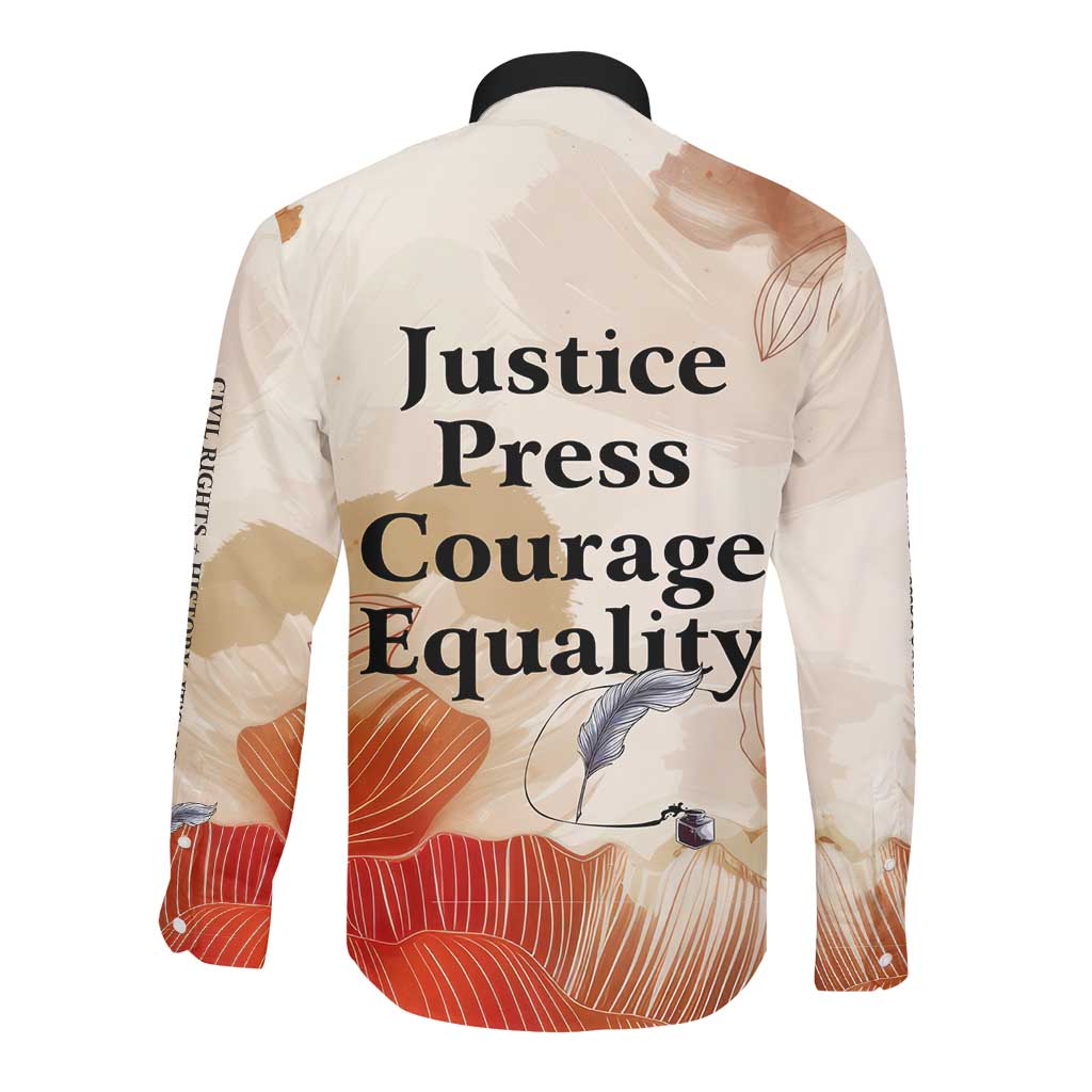 Ida B. Wells Long Sleeve Button Shirt with Floral Pen Design Illustrated Portrait Civil Rights and Journalism Tribute - Wonder Print Shop