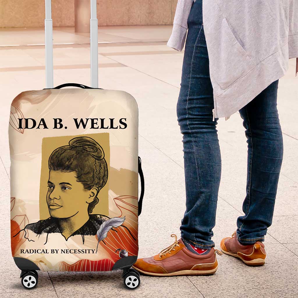 Ida B. Wells Luggage Cover with Floral Pen Design Illustrated Portrait Civil Rights and Journalism Tribute - Wonder Print Shop