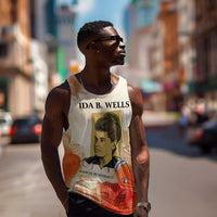 Ida B. Wells Men Tank Top with Floral Pen Design Illustrated Portrait Civil Rights and Journalism Tribute - Wonder Print Shop