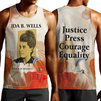 Ida B. Wells Men Tank Top with Floral Pen Design Illustrated Portrait Civil Rights and Journalism Tribute - Wonder Print Shop