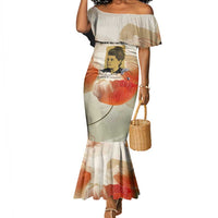 Ida B. Wells Mermaid Dress with Floral Pen Design Illustrated Portrait Civil Rights and Journalism Tribute - Wonder Print Shop
