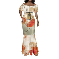 Ida B. Wells Mermaid Dress with Floral Pen Design Illustrated Portrait Civil Rights and Journalism Tribute - Wonder Print Shop