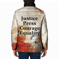 Ida B. Wells Padded Jacket with Floral Pen Design Illustrated Portrait Civil Rights and Journalism Tribute - Wonder Print Shop