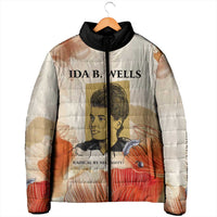 Ida B. Wells Padded Jacket with Floral Pen Design Illustrated Portrait Civil Rights and Journalism Tribute - Wonder Print Shop