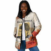 Ida B. Wells Padded Jacket with Floral Pen Design Illustrated Portrait Civil Rights and Journalism Tribute - Wonder Print Shop