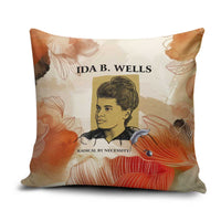 Ida B. Wells Pillow Cover with Floral Pen Design Illustrated Portrait Civil Rights and Journalism Tribute - Wonder Print Shop