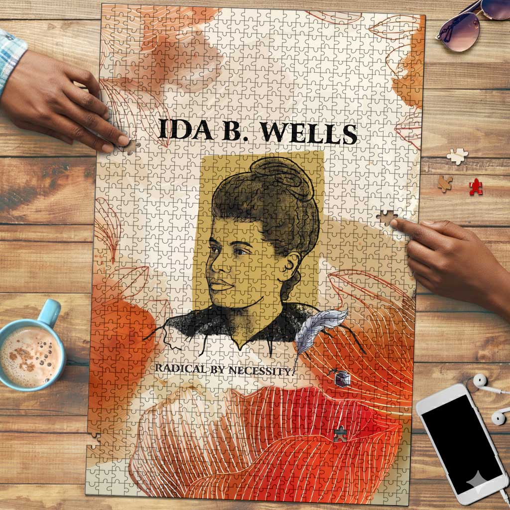 Ida B. Wells Puzzle with Floral Pen Design Illustrated Portrait Civil Rights and Journalism Tribute - Wonder Print Shop