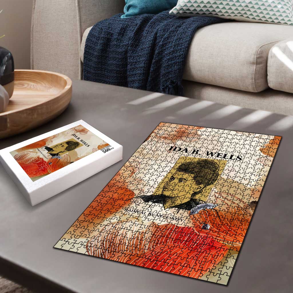 Ida B. Wells Puzzle with Floral Pen Design Illustrated Portrait Civil Rights and Journalism Tribute - Wonder Print Shop