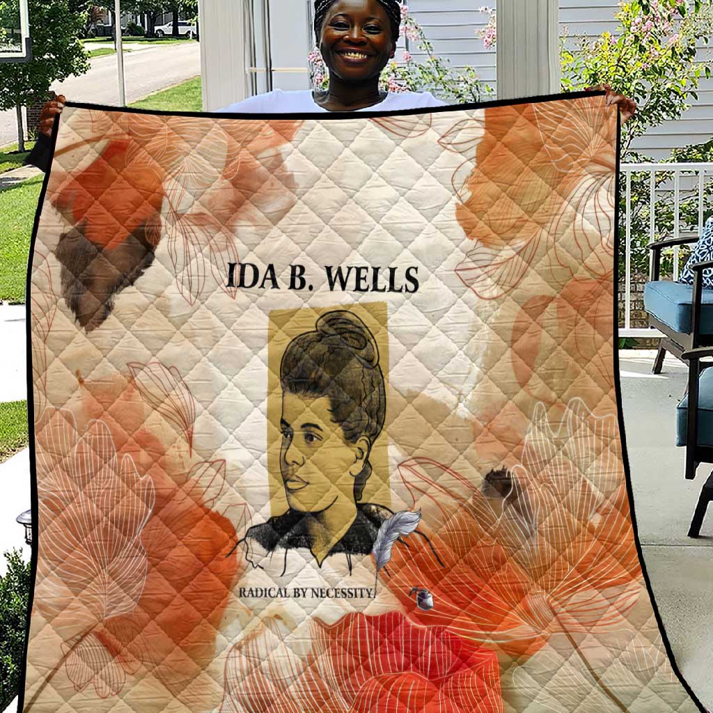 Ida B. Wells Quilt with Floral Pen Design Illustrated Portrait Civil Rights and Journalism Tribute - Wonder Print Shop