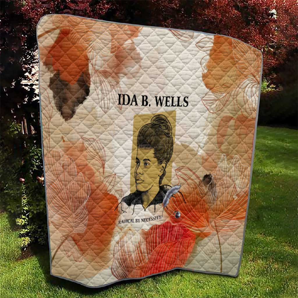 Ida B. Wells Quilt with Floral Pen Design Illustrated Portrait Civil Rights and Journalism Tribute - Wonder Print Shop