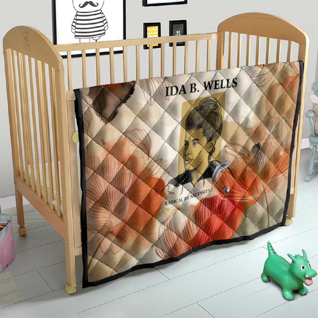 Ida B. Wells Quilt with Floral Pen Design Illustrated Portrait Civil Rights and Journalism Tribute - Wonder Print Shop
