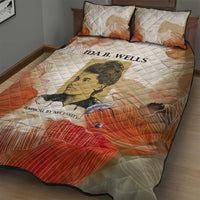Ida B. Wells Quilt Bed Set with Floral Pen Design Illustrated Portrait Civil Rights and Journalism Tribute - Wonder Print Shop