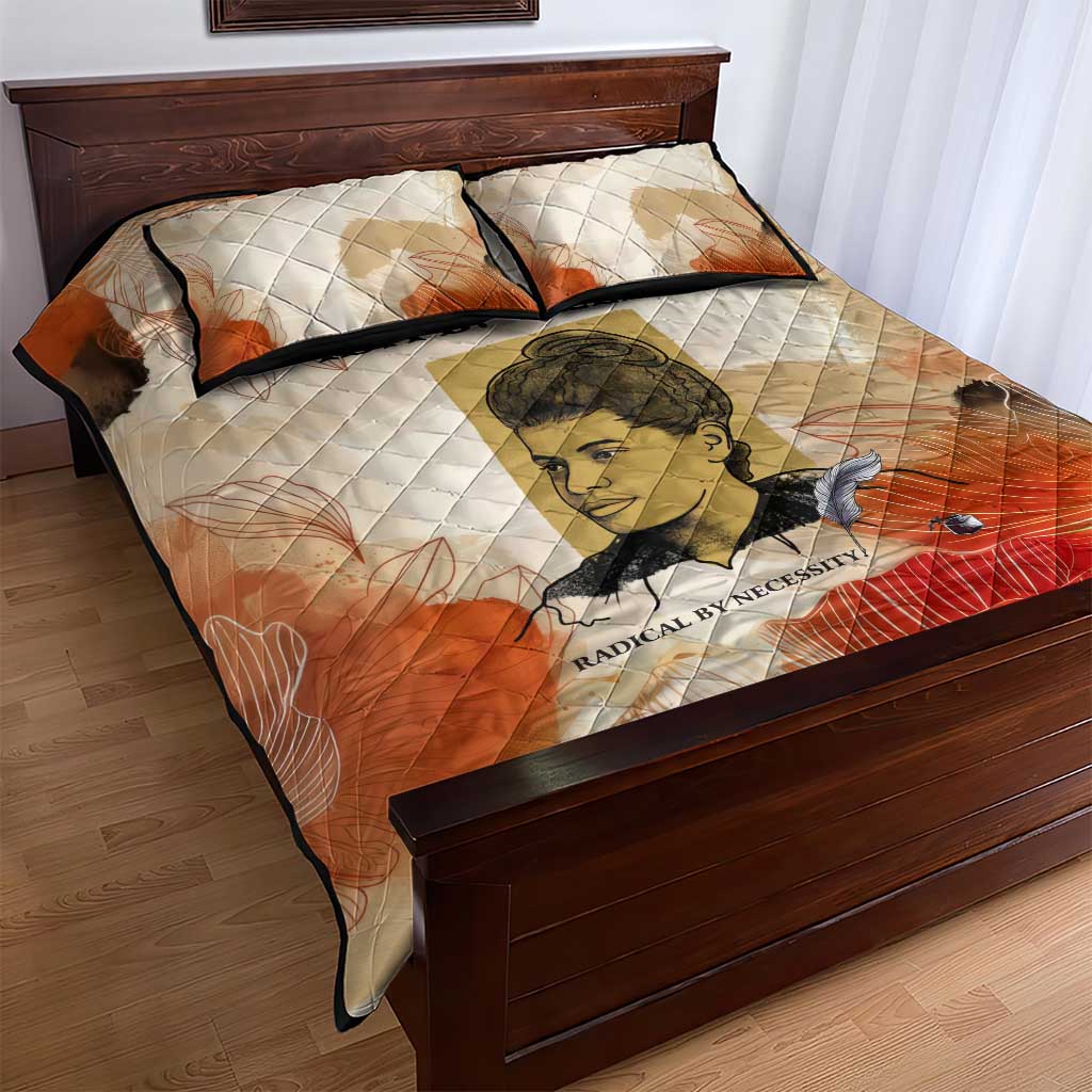 Ida B. Wells Quilt Bed Set with Floral Pen Design Illustrated Portrait Civil Rights and Journalism Tribute - Wonder Print Shop