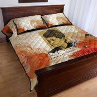 Ida B. Wells Quilt Bed Set with Floral Pen Design Illustrated Portrait Civil Rights and Journalism Tribute - Wonder Print Shop