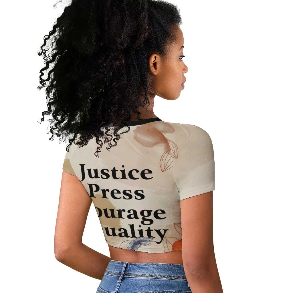 Ida B. Wells Raglan Cropped T shirt with Floral Pen Design Illustrated Portrait Civil Rights and Journalism Tribute - Wonder Print Shop