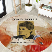 Ida B. Wells Round Carpet with Floral Pen Design Illustrated Portrait Civil Rights and Journalism Tribute - Wonder Print Shop
