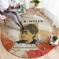 Ida B. Wells Round Carpet with Floral Pen Design Illustrated Portrait Civil Rights and Journalism Tribute - Wonder Print Shop