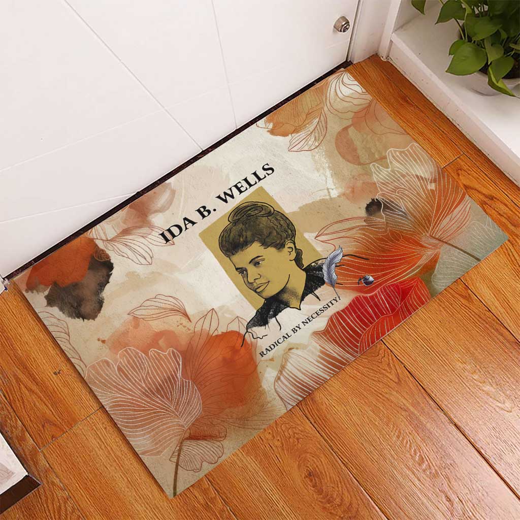 Ida B. Wells Rubber Doormat with Floral Pen Design Illustrated Portrait Civil Rights and Journalism Tribute - Wonder Print Shop