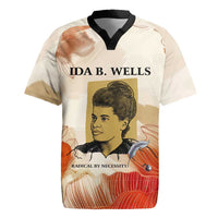 Ida B. Wells Rugby Jersey with Floral Pen Design Illustrated Portrait Civil Rights and Journalism Tribute - Wonder Print Shop