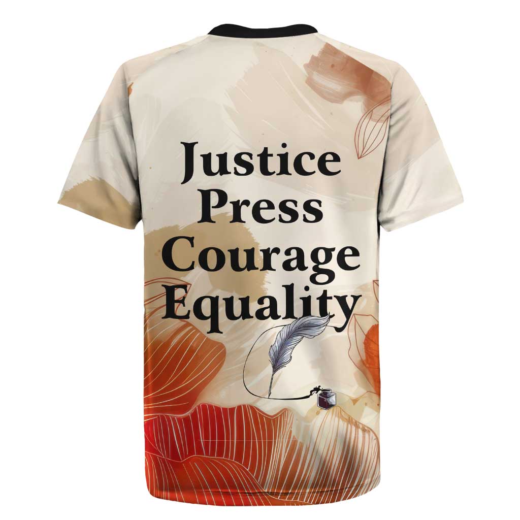 Ida B. Wells Rugby Jersey with Floral Pen Design Illustrated Portrait Civil Rights and Journalism Tribute - Wonder Print Shop