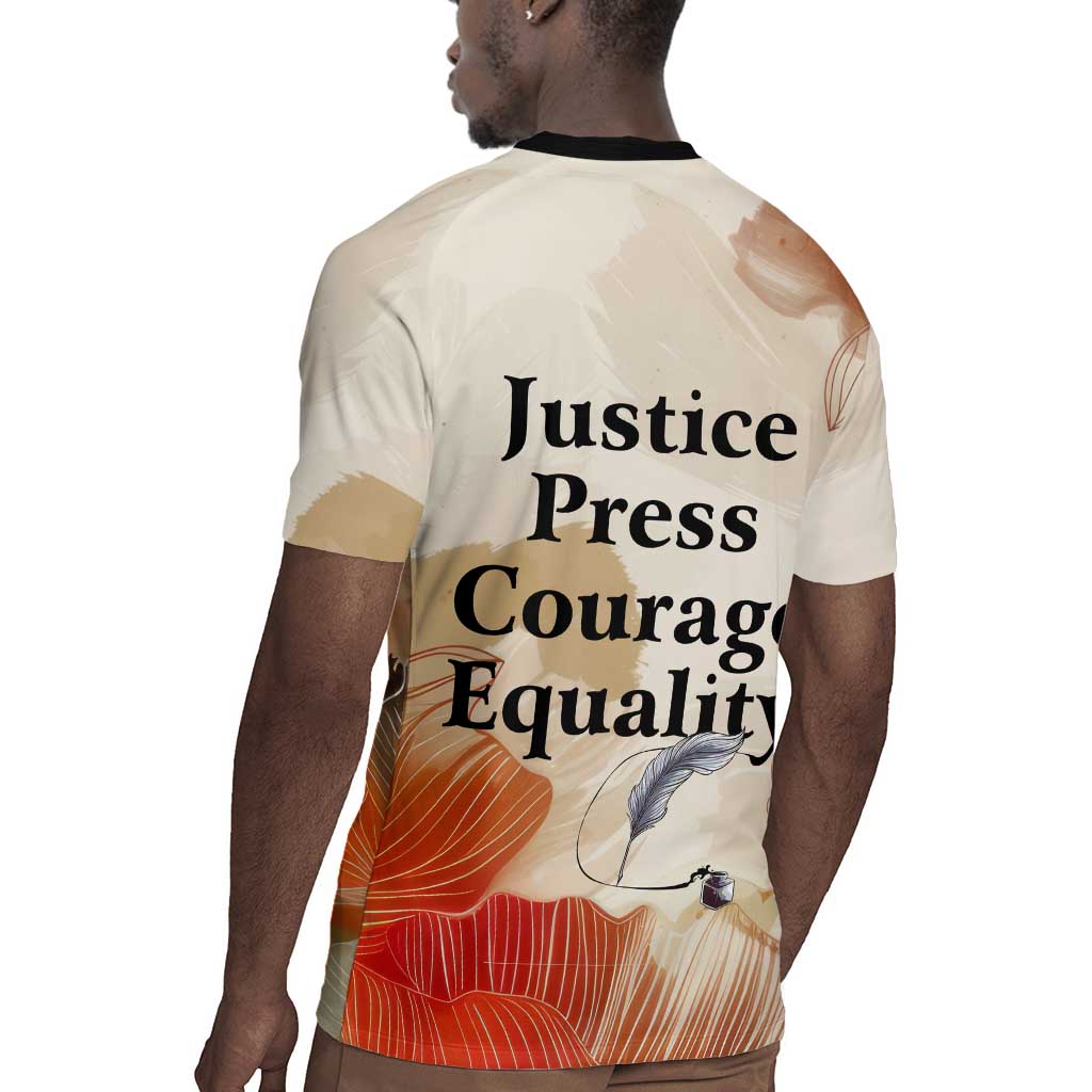 Ida B. Wells Rugby Jersey with Floral Pen Design Illustrated Portrait Civil Rights and Journalism Tribute - Wonder Print Shop