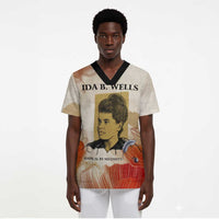 Ida B. Wells Scrub Top with Floral Pen Design Illustrated Portrait Civil Rights and Journalism Tribute - Wonder Print Shop