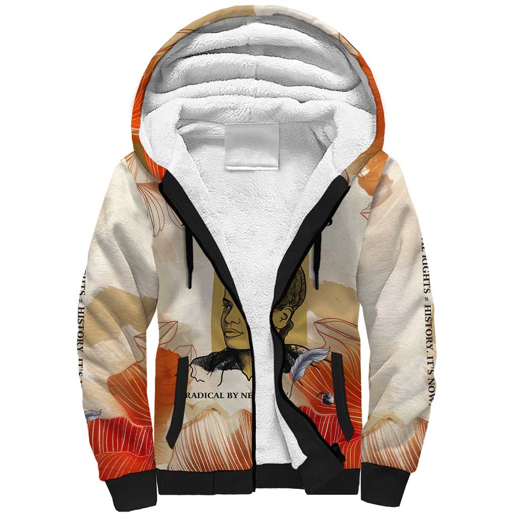 Ida B. Wells Sherpa Hoodie with Floral Pen Design Illustrated Portrait Civil Rights and Journalism Tribute - undefined