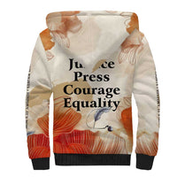 Ida B. Wells Sherpa Hoodie with Floral Pen Design Illustrated Portrait Civil Rights and Journalism Tribute - undefined