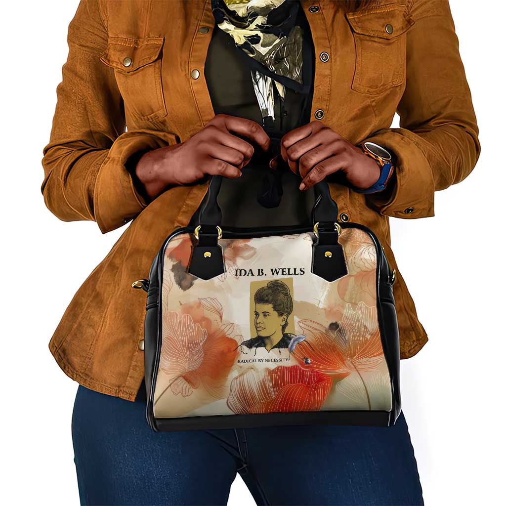 Ida B. Wells Shoulder Handbag with Floral Pen Design Illustrated Portrait Civil Rights and Journalism Tribute - Wonder Print Shop