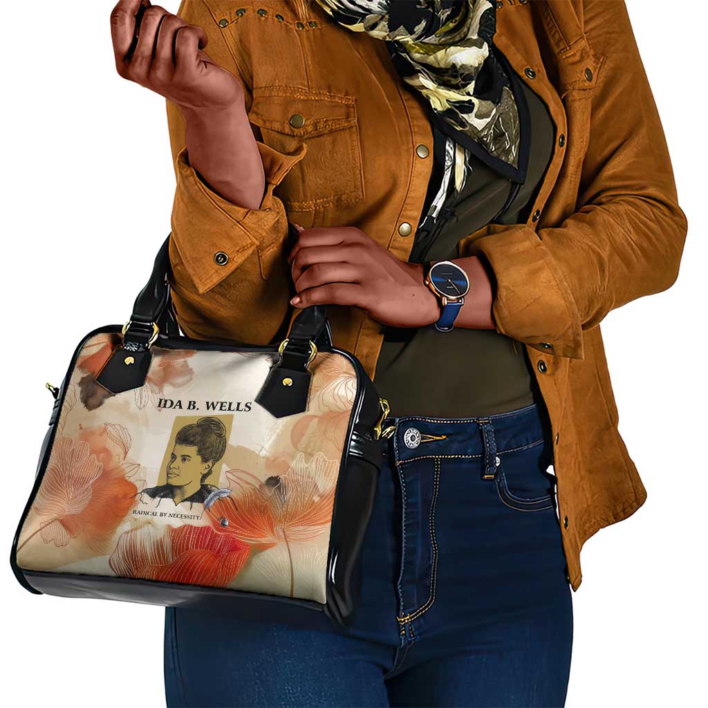 Ida B. Wells Shoulder Handbag with Floral Pen Design Illustrated Portrait Civil Rights and Journalism Tribute - Wonder Print Shop