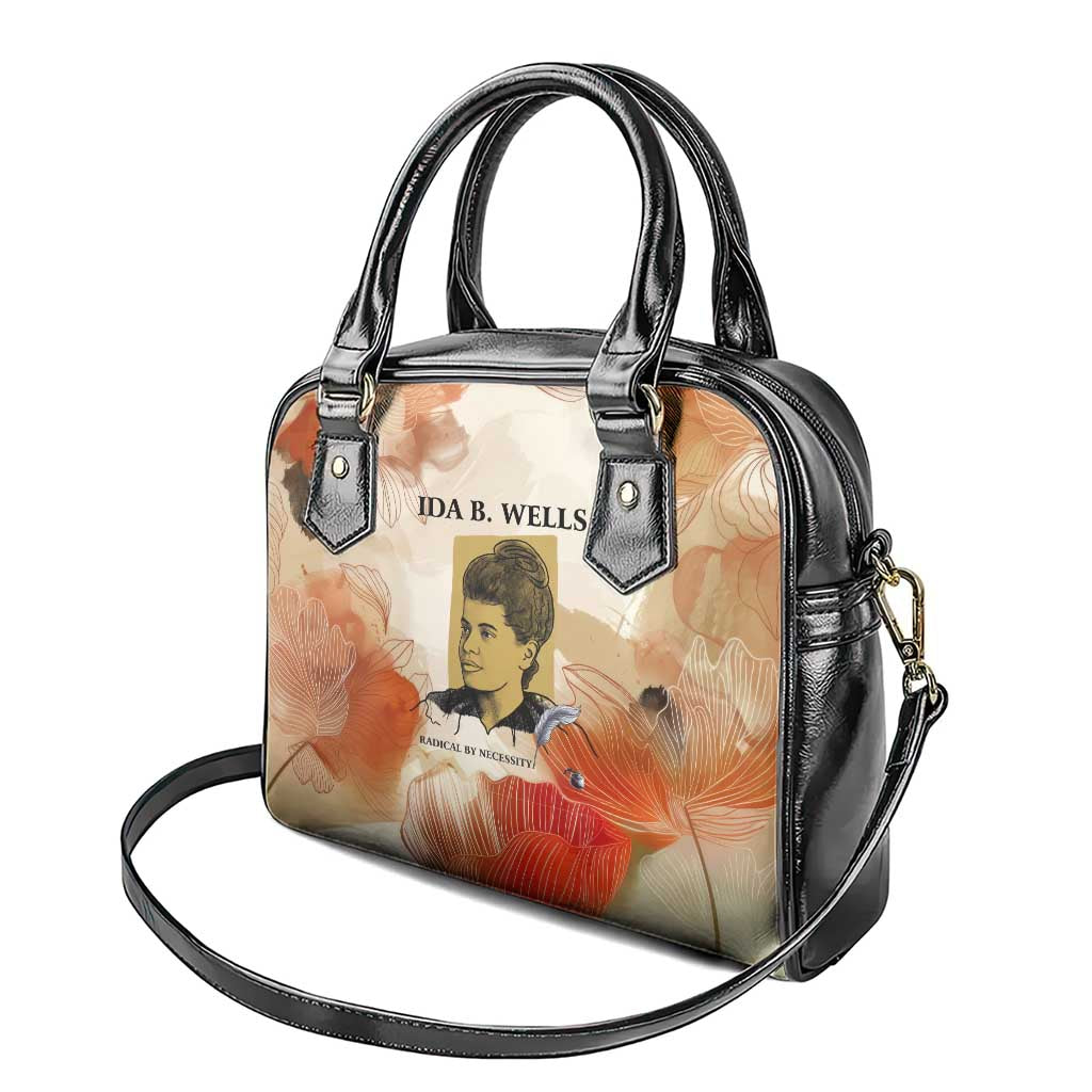 Ida B. Wells Shoulder Handbag with Floral Pen Design Illustrated Portrait Civil Rights and Journalism Tribute - Wonder Print Shop