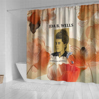 Ida B. Wells Shower Curtain with Floral Pen Design Illustrated Portrait Civil Rights and Journalism Tribute - Wonder Print Shop