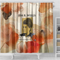 Ida B. Wells Shower Curtain with Floral Pen Design Illustrated Portrait Civil Rights and Journalism Tribute - Wonder Print Shop