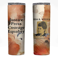 Ida B. Wells Skinny Tumbler with Floral Pen Design Illustrated Portrait Civil Rights and Journalism Tribute - Wonder Print Shop