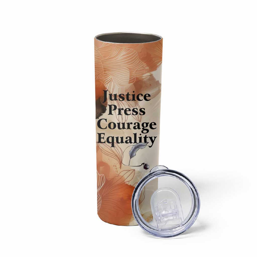 Ida B. Wells Skinny Tumbler with Floral Pen Design Illustrated Portrait Civil Rights and Journalism Tribute - Wonder Print Shop