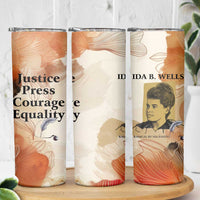 Ida B. Wells Skinny Tumbler with Floral Pen Design Illustrated Portrait Civil Rights and Journalism Tribute - Wonder Print Shop