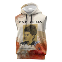 Ida B. Wells Sleeveless Hoodie with Floral Pen Design Illustrated Portrait Civil Rights and Journalism Tribute - Wonder Print Shop