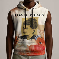 Ida B. Wells Sleeveless Hoodie with Floral Pen Design Illustrated Portrait Civil Rights and Journalism Tribute - Wonder Print Shop