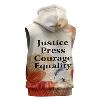 Ida B. Wells Sleeveless Zip Hoodie with Floral Pen Design Illustrated Portrait Civil Rights and Journalism Tribute - Wonder Print Shop